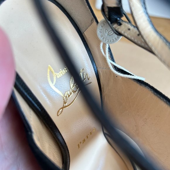 Christian Louboutin Trotter Banded Strappy Pumps Black Leather Suede Ankle Wrap - Picture 4 of 15